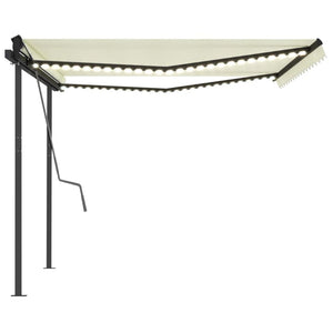 Tenda da Sole Retrattile Manuale con LED 4x3 m Crema cod mxl 43847