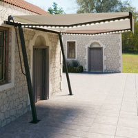 Tenda da Sole Retrattile Manuale con LED 4x3 m Crema cod mxl 43847