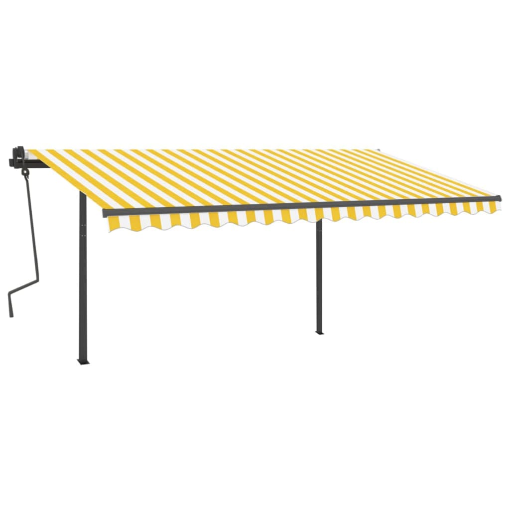 Tenda da Sole Retrattile Manuale con LED 4x3 m Gialla e Bianca cod mxl 43851