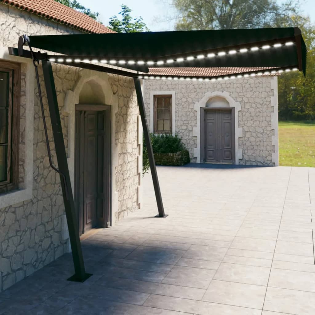 Tenda da Sole Retrattile Manuale con LED 4x3 m Antracite 3070144