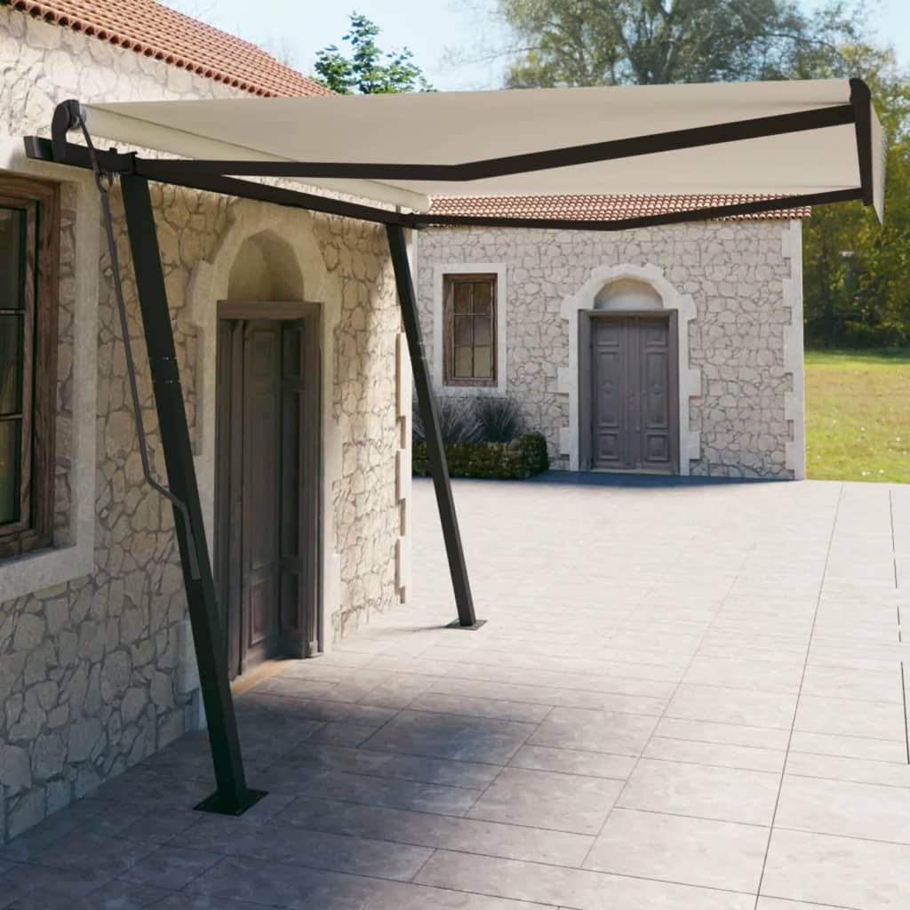 Tenda da Sole Retrattile Automatica con Pali 4x3 m Crema