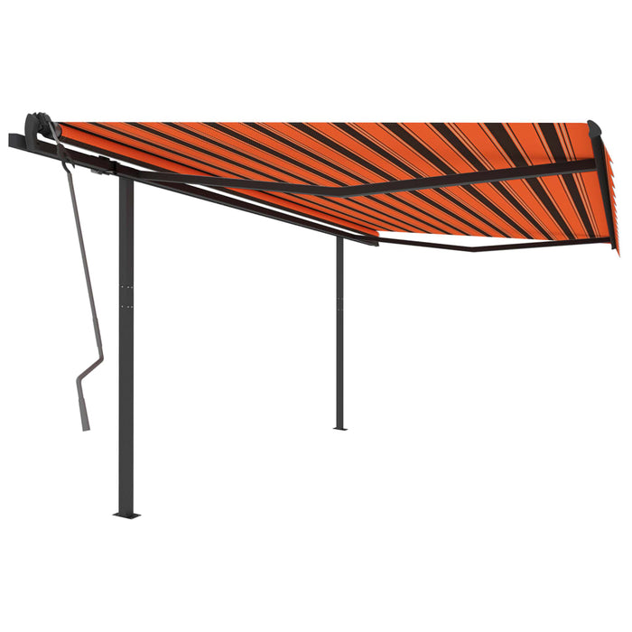 Tenda Sole Retrattile Manuale con Pali 4,5x3m Arancione Marrone 3070160