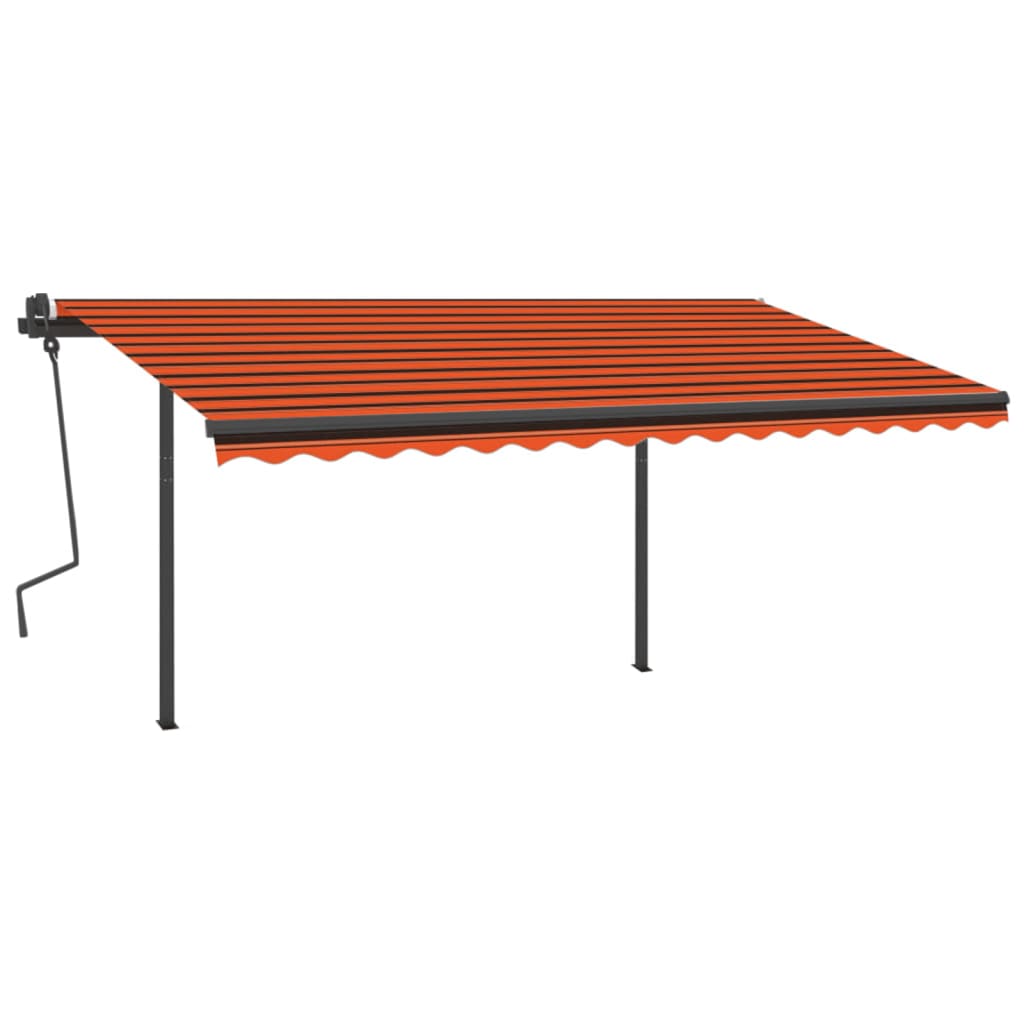 Tenda Sole Retrattile Manuale con Pali 4,5x3m Arancione Marrone 3070160