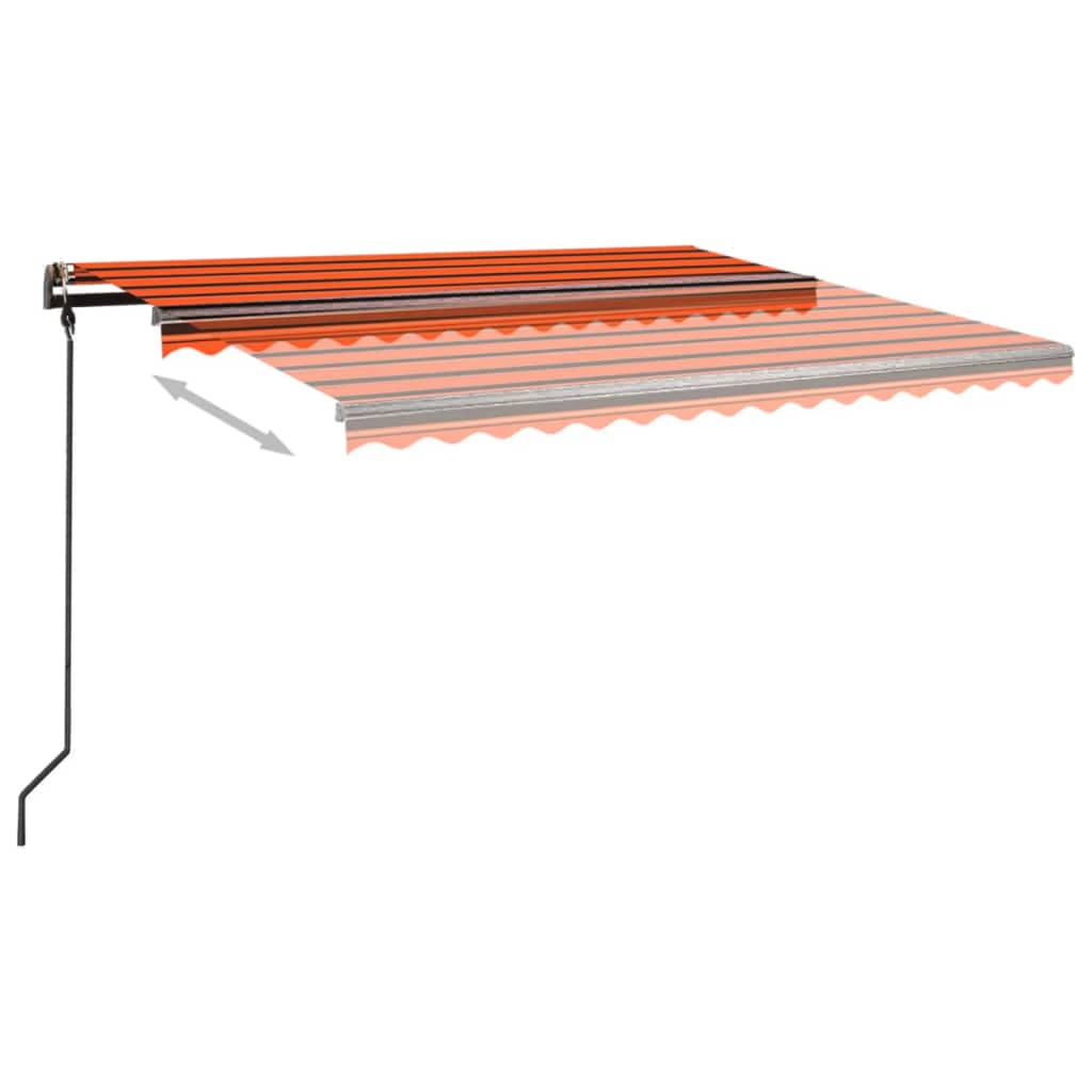 Tenda Sole Retrattile Manuale con Pali 4,5x3m Arancione Marrone 3070160