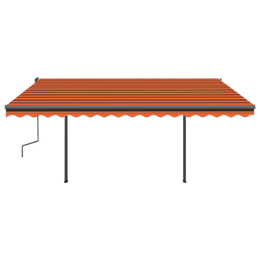 Tenda Sole Retrattile Manuale con Pali 4,5x3m Arancione Marrone 3070160