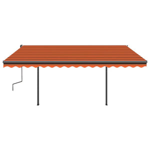 Tenda Sole Retrattile Manuale con Pali 4,5x3m Arancione Marrone 3070160