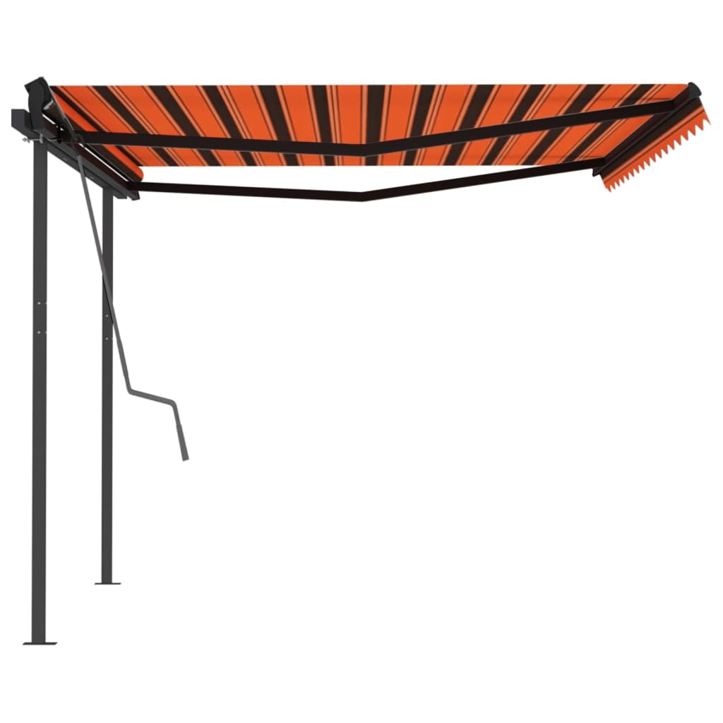 Tenda Sole Retrattile Manuale con Pali 4,5x3m Arancione Marrone 3070160