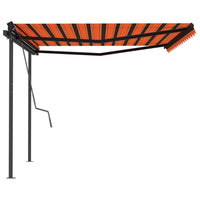 Tenda Sole Retrattile Manuale con Pali 4,5x3m Arancione Marrone 3070160