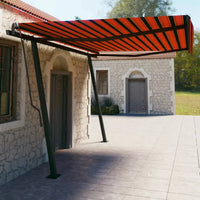 Tenda Sole Retrattile Manuale con Pali 4,5x3m Arancione Marrone 3070160