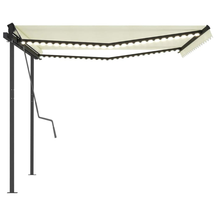 Tenda da Sole Retrattile Manuale con LED 4,5x3 m Crema 3070162