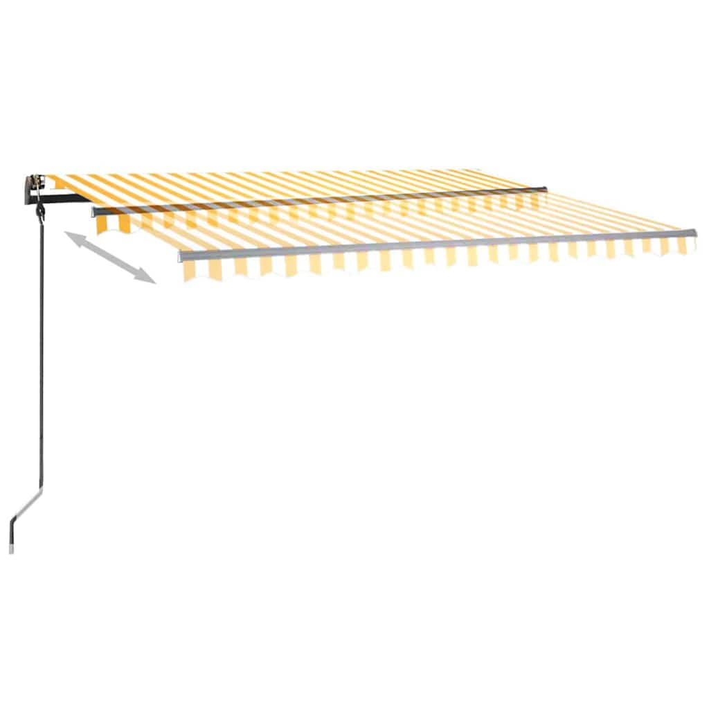 Tenda da Sole Retrattile Manuale con LED 4,5x3 m Gialla Bianca 3070163