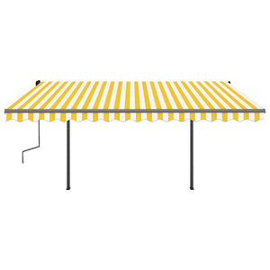 Tenda da Sole Retrattile Manuale con LED 4,5x3 m Gialla Bianca 3070163