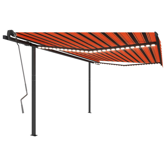 Tenda da Sole Retrattile Manuale LED 4,5x3 m Arancio Marrone cod mxl 52876