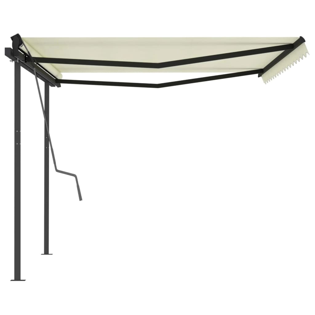 Tenda da Sole Retrattile Automatica con Pali 4,5x3 m Crema cod mxl 60240