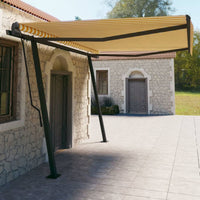 Tenda da Sole Retrattile Automatica Pali 4,5x3 m Gialla Bianca cod mxl 60244