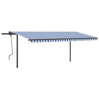 Tenda da Sole Retrattile Manuale con Pali 5x3 m Blu e Bianca cod mxl 61390