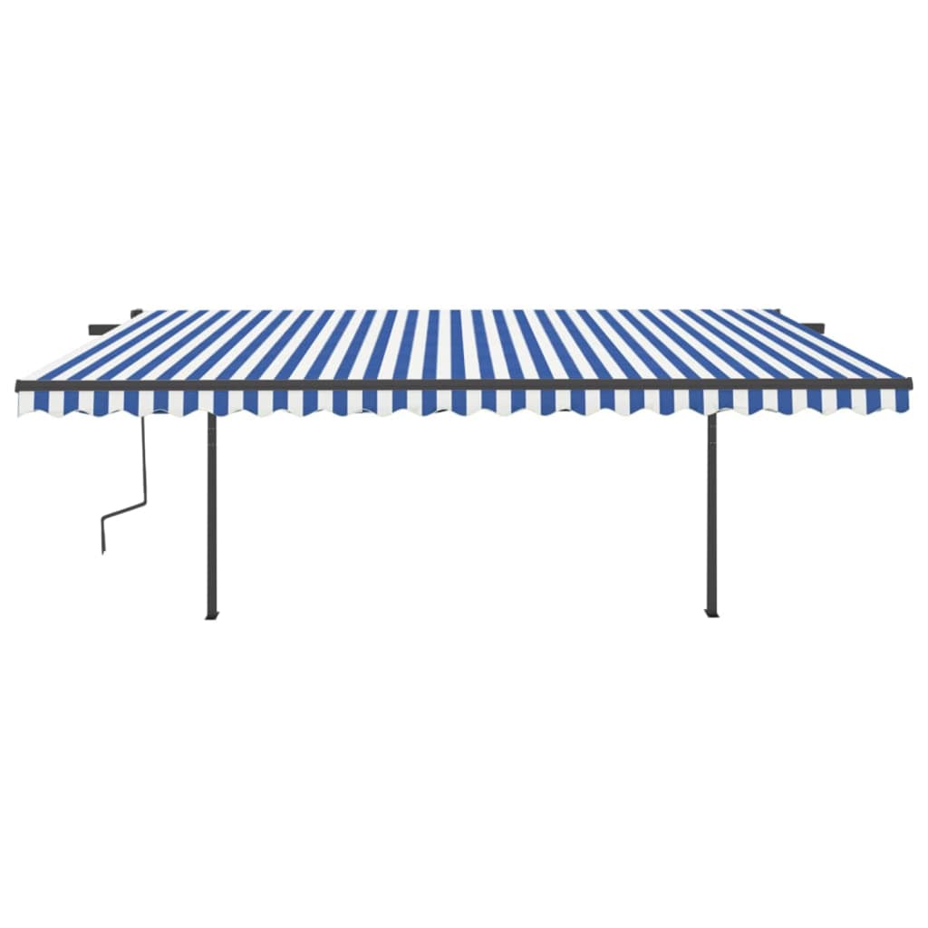 Tenda da Sole Retrattile Manuale con Pali 5x3 m Blu e Bianca cod mxl 61390