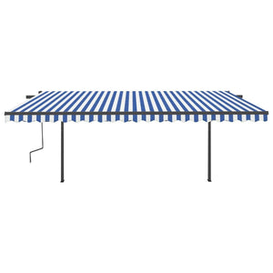 Tenda da Sole Retrattile Manuale con Pali 5x3 m Blu e Bianca cod mxl 61390