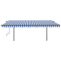 Tenda da Sole Retrattile Manuale con Pali 5x3 m Blu e Bianca 3070176