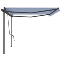 Tenda da Sole Retrattile Manuale con Pali 5x3 m Blu e Bianca 3070176