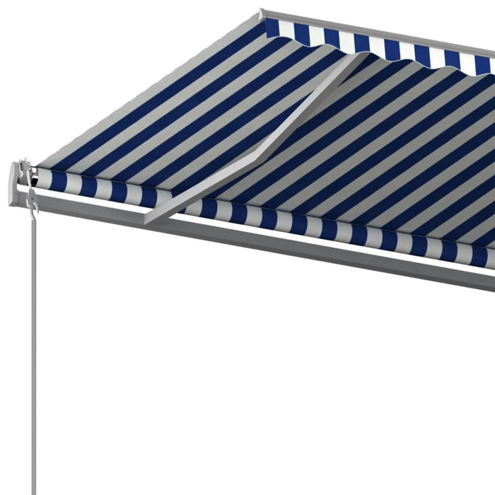 Tenda da Sole Retrattile Manuale con Pali 5x3 m Blu e Bianca cod mxl 61390