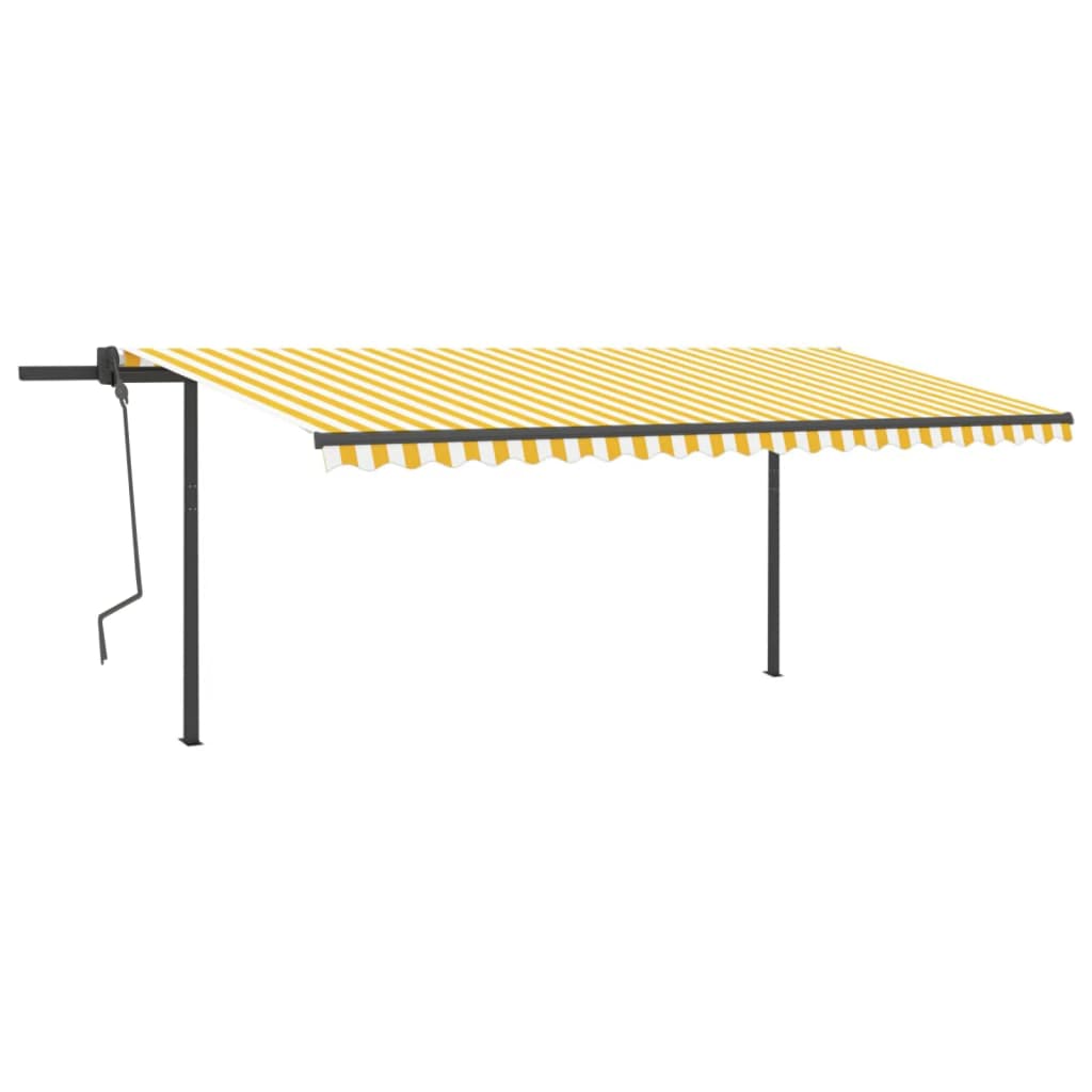 Tenda da Sole Retrattile Manuale con Pali 5x3 m Gialla Bianca 3070178