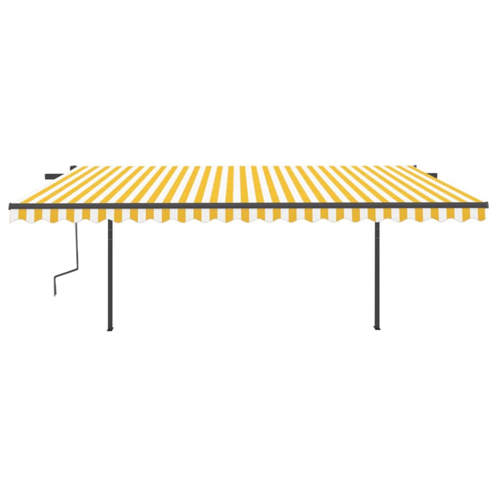 Tenda da Sole Retrattile Manuale con Pali 5x3 m Gialla Bianca 3070178