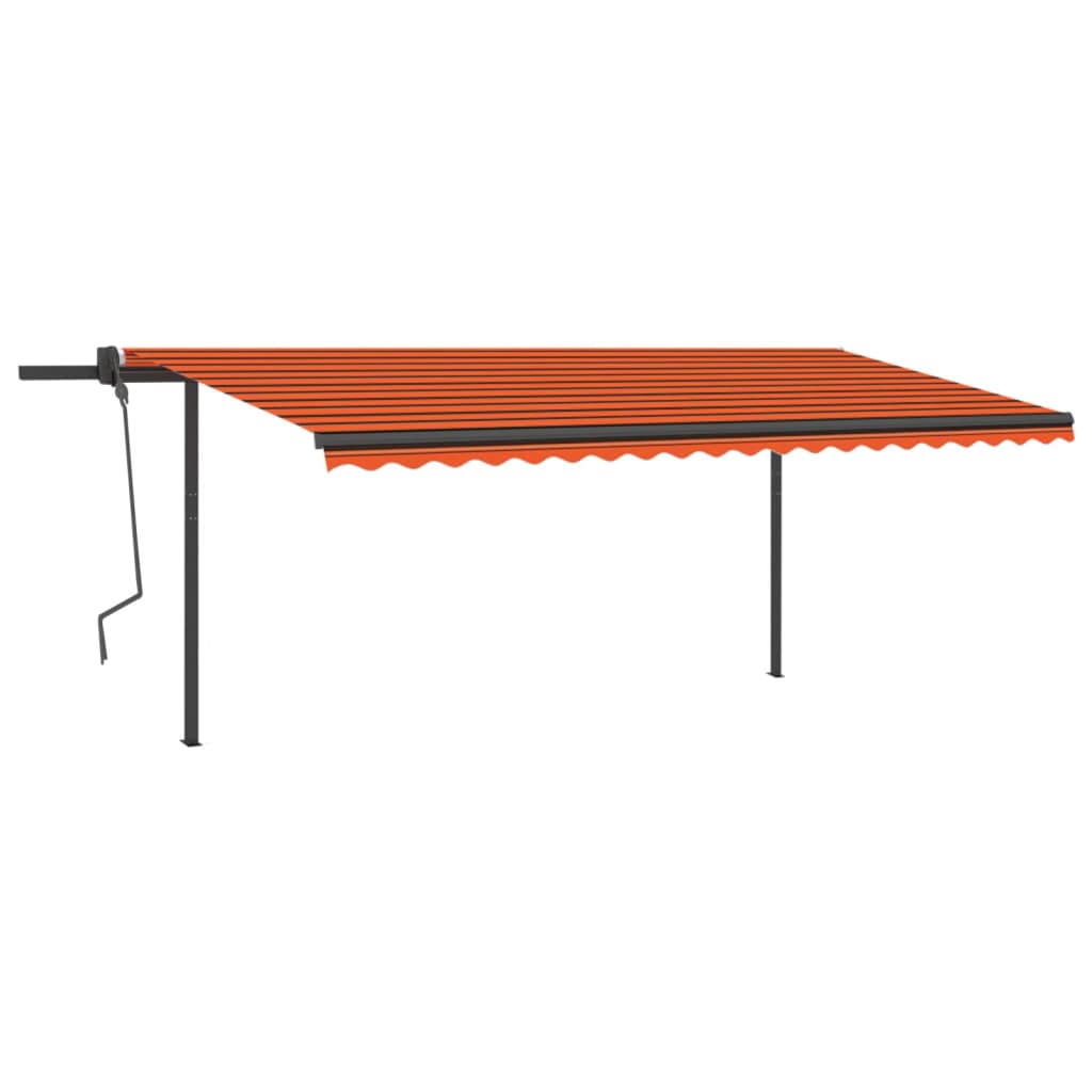 Tenda da Sole Retrattile Manuale Pali 5x3 m Arancione Marrone 3070180