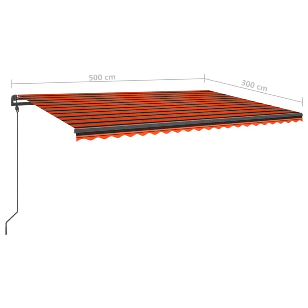 Tenda da Sole Retrattile Manuale Pali 5x3 m Arancione Marrone 3070180