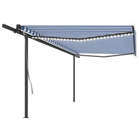 Tenda da Sole Retrattile Manuale con LED 5x3 m Blu e Bianca cod mxl 54762