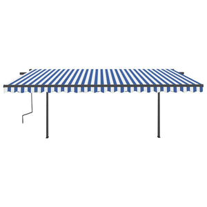 Tenda da Sole Retrattile Manuale con LED 5x3 m Blu e Bianca cod mxl 54762