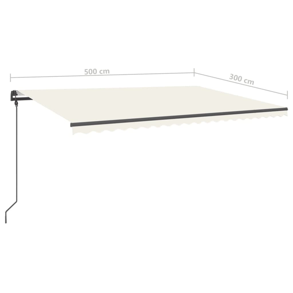 Tenda da Sole Retrattile Manuale con LED 5x3 m Crema 3070182