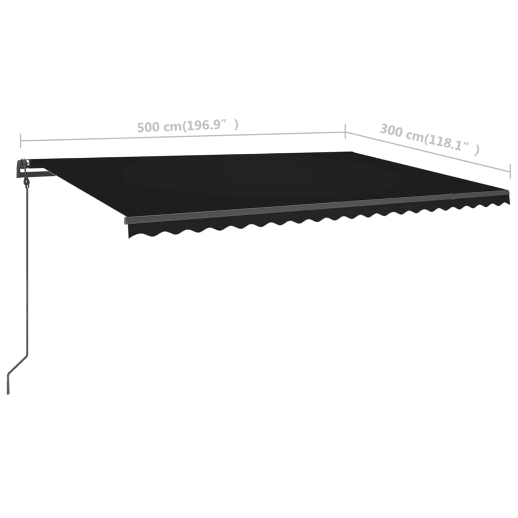 Tenda da Sole Retrattile Manuale con LED 5x3 m Antracite 3070184