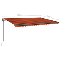 Tenda da Sole Retrattile Manuale LED 5x3 m Arancione Marrone 3070185