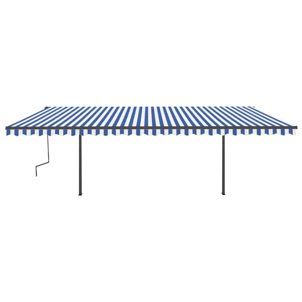 Tenda da Sole Retrattile Manuale con Pali 6x3 m Blu e Bianca  cod mxl 43824