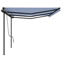 Tenda da Sole Retrattile Manuale con Pali 6x3 m Blu e Bianca  cod mxl 43824