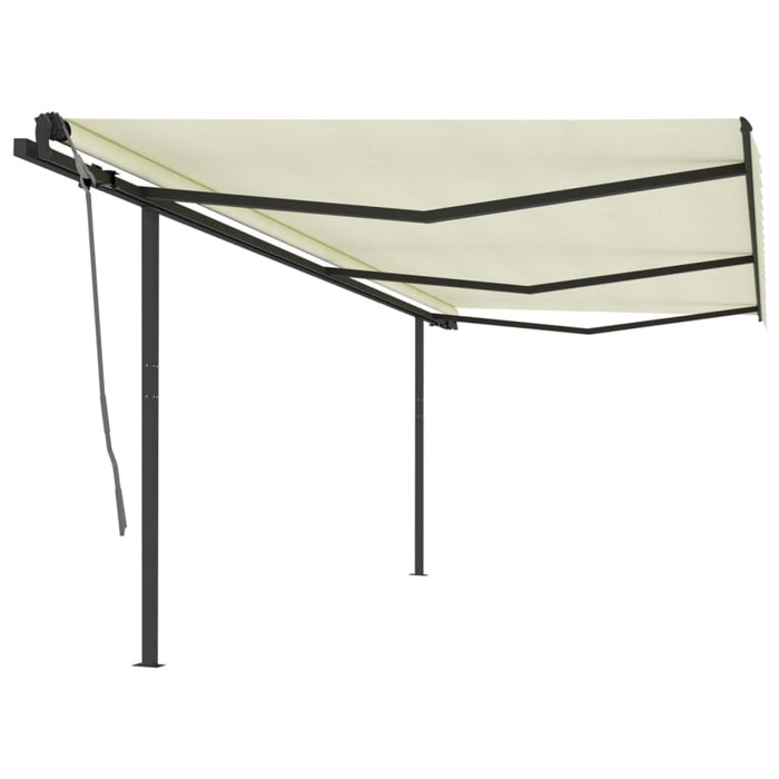 Tenda da Sole Retrattile Manuale con Pali 6x3 m Crema cod mxl 43848