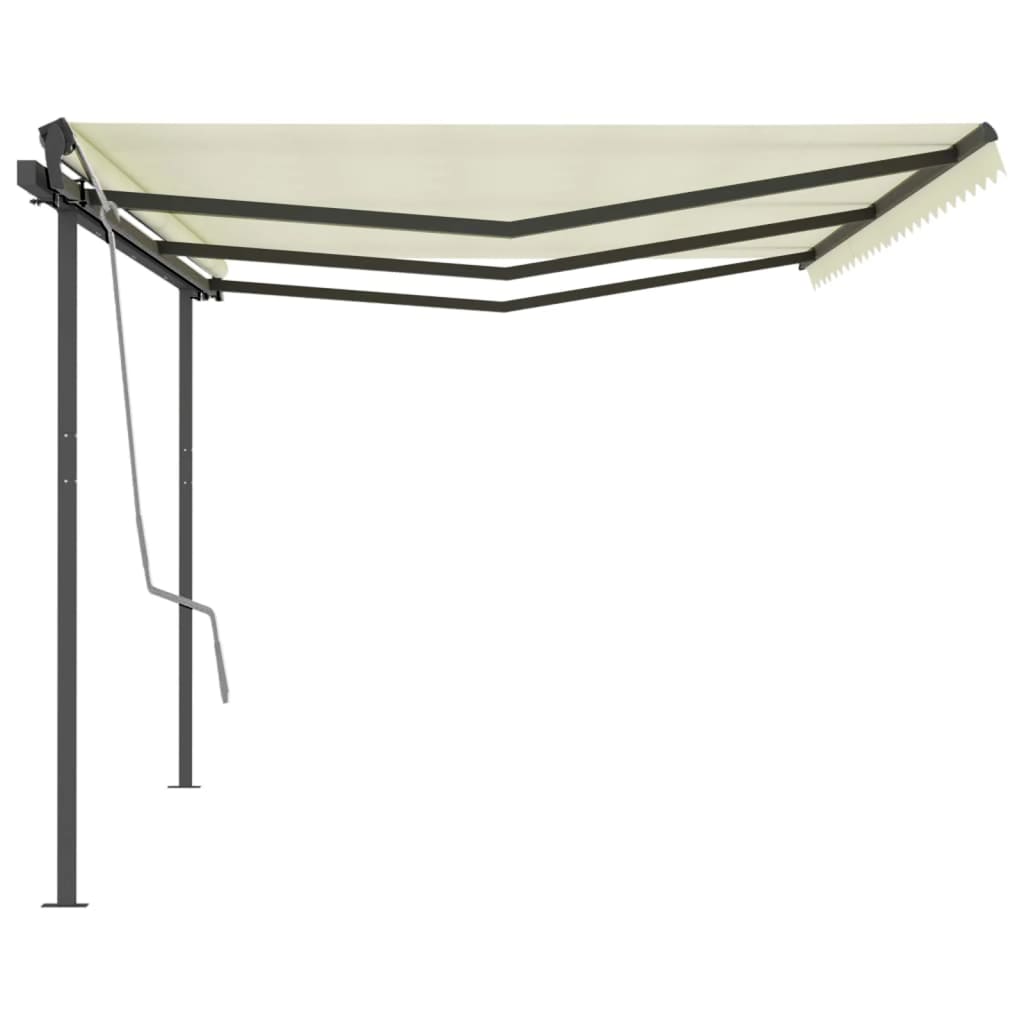 Tenda da Sole Retrattile Manuale con Pali 6x3 m Crema cod mxl 43848