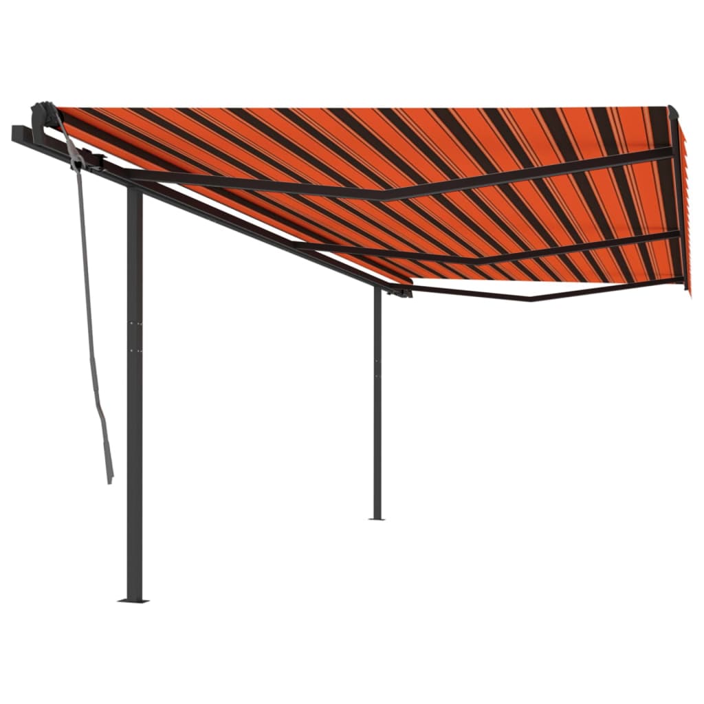 Tenda da Sole Retrattile Manuale con Pali 6x3 m Arancio Marrone cod mxl 43897