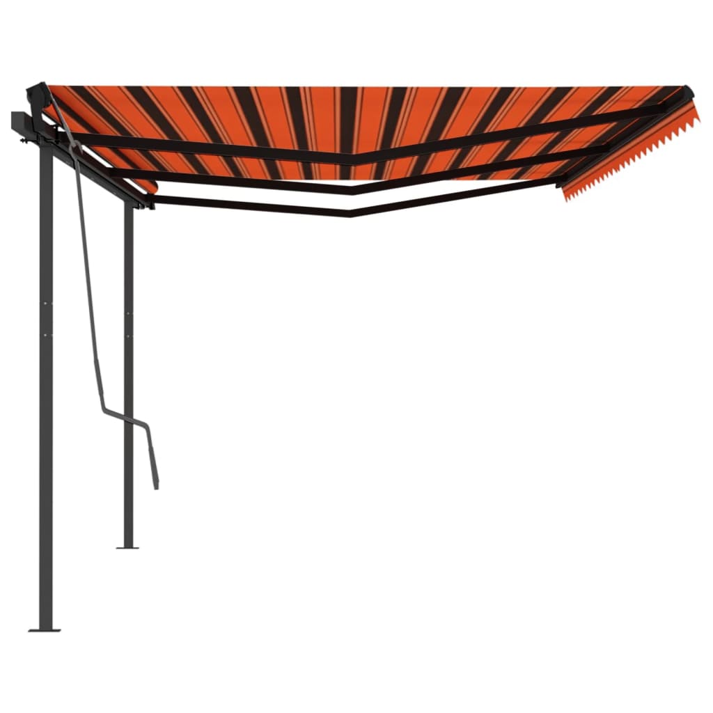 Tenda da Sole Retrattile Manuale con Pali 6x3 m Arancio Marrone cod mxl 43897