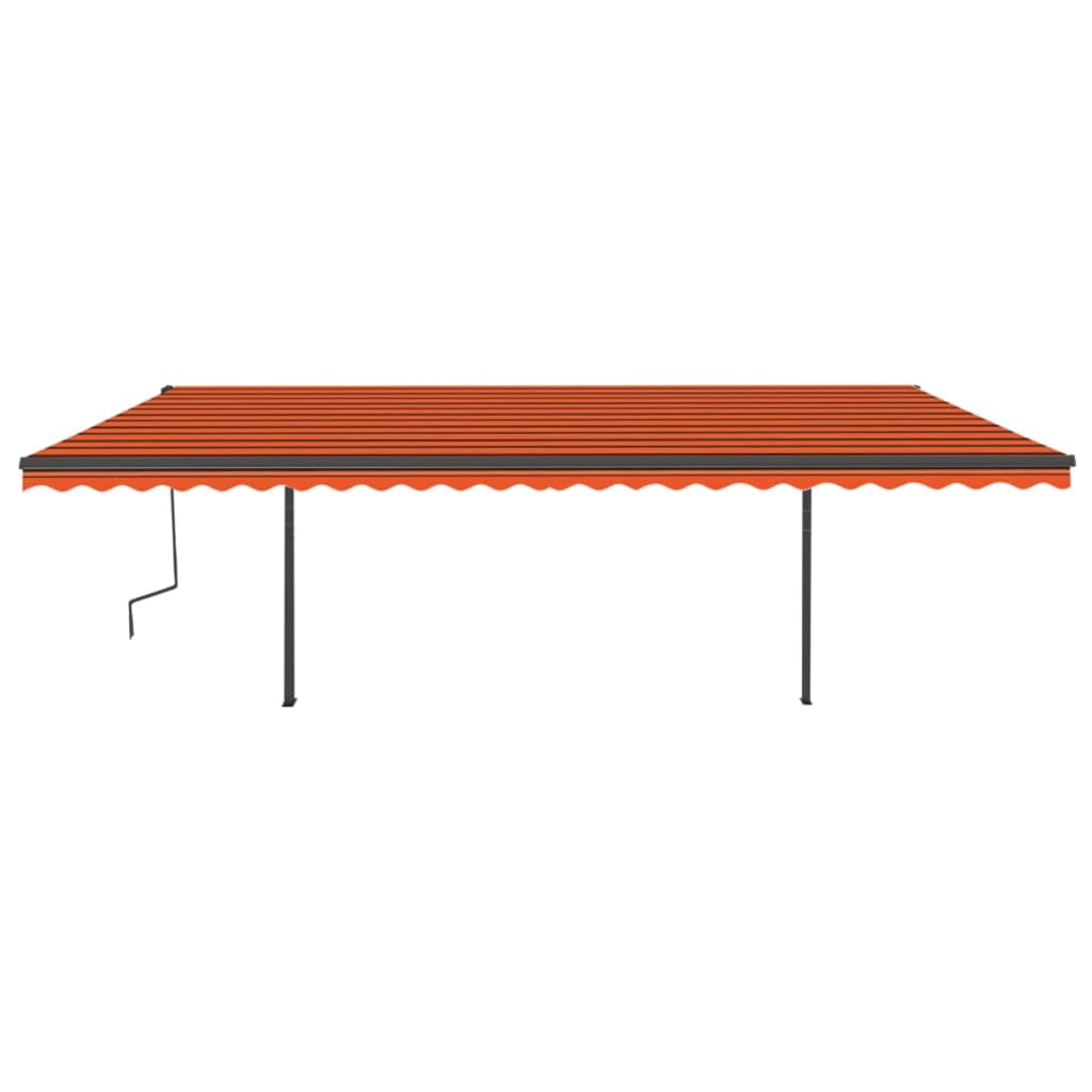 Tenda da Sole Retrattile Manuale con Pali 6x3 m Arancio Marrone cod mxl 43897