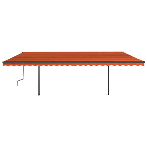 Tenda da Sole Retrattile Manuale con Pali 6x3 m Arancio Marrone cod mxl 43897