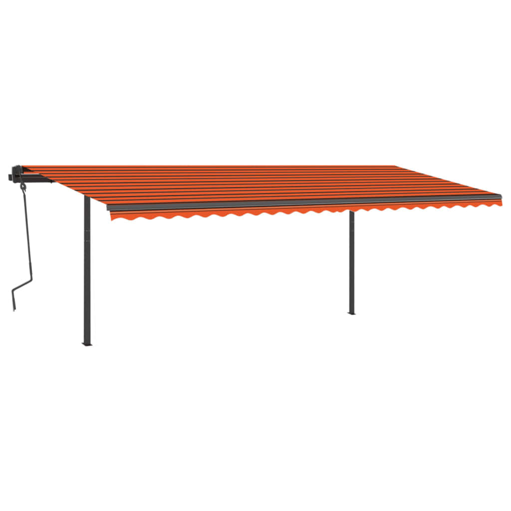 Tenda da Sole Retrattile Manuale con Pali 6x3 m Arancio Marrone cod mxl 43897