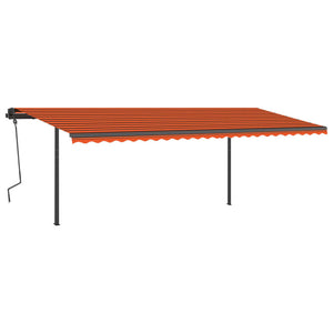 Tenda da Sole Retrattile Manuale con Pali 6x3 m Arancio Marrone cod mxl 43897