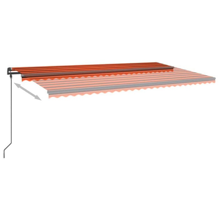 Tenda da Sole Retrattile Manuale con Pali 6x3 m Arancio Marrone cod mxl 43897