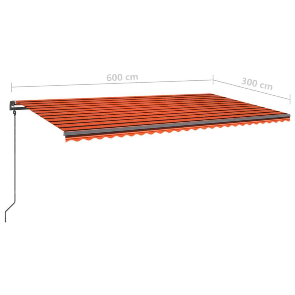 Tenda da Sole Retrattile Manuale con Pali 6x3 m Arancio Marrone cod mxl 43897