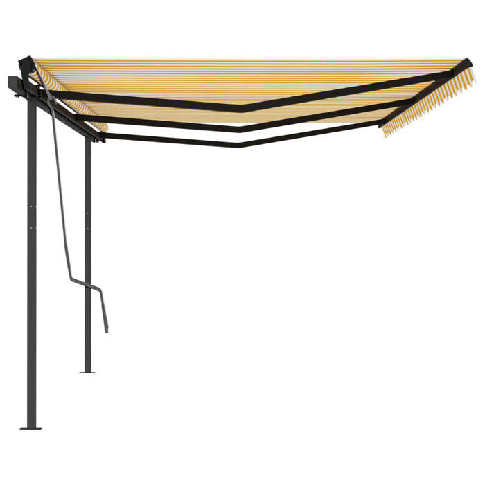 Tenda da Sole Retrattile Automatica con Pali 6x3m Gialla Bianca cod mxl 55599