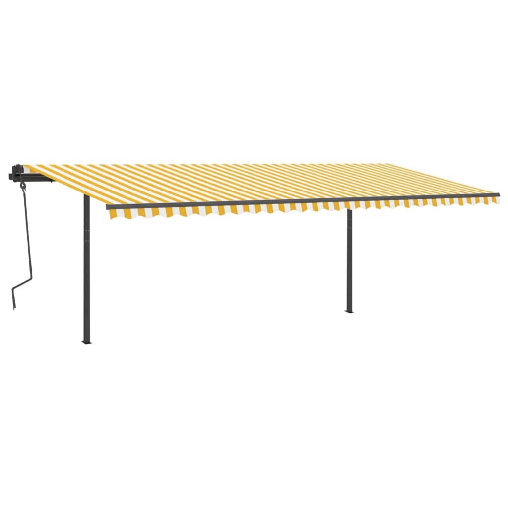 Tenda da Sole Retrattile Automatica con Pali 6x3m Gialla Bianca cod mxl 55599