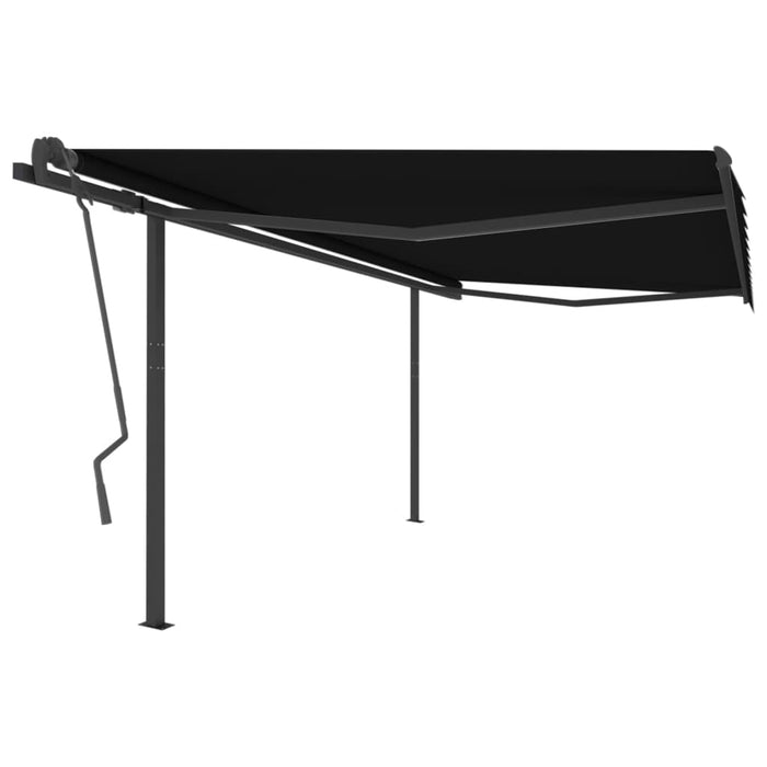 Tenda da Sole Retrattile Manuale con Pali 4x3,5 m Antracite