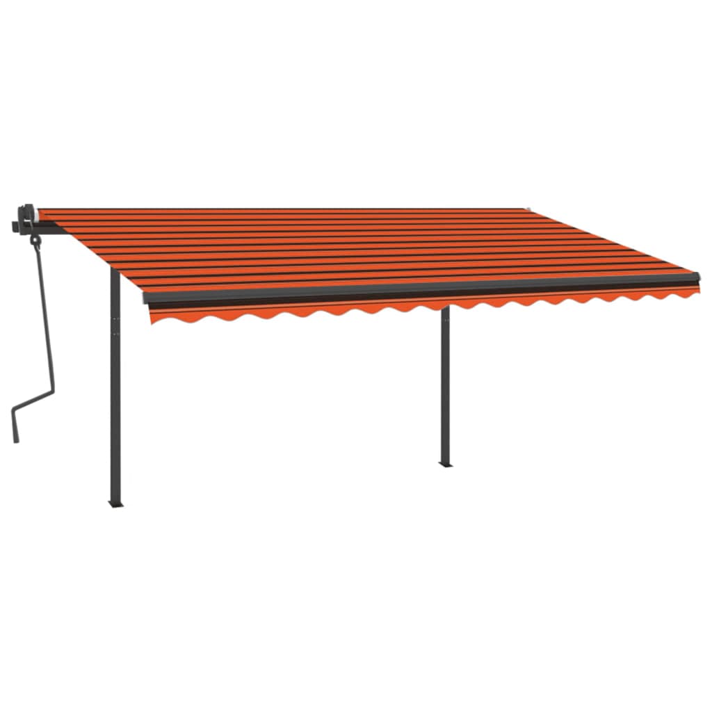 Tenda da Sole Manuale con LED 4x3,5 m Arancione e Marrone 3070220